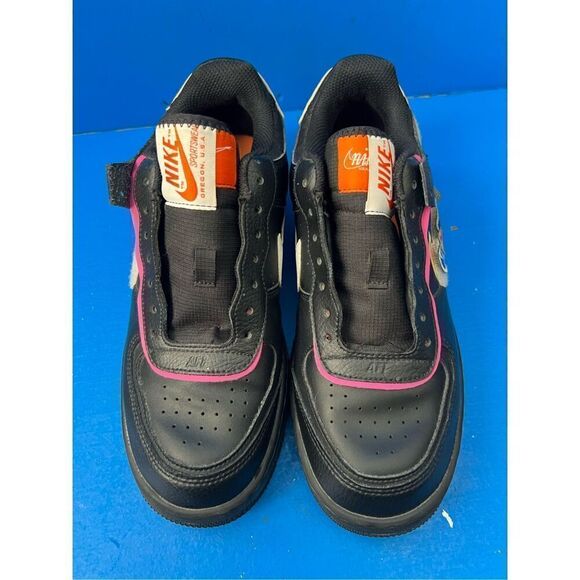 Nike Air Force Low Shadow Black Pink Patches Retro CU4743-001 Women's Size 9 M n - Picture 1 of 6